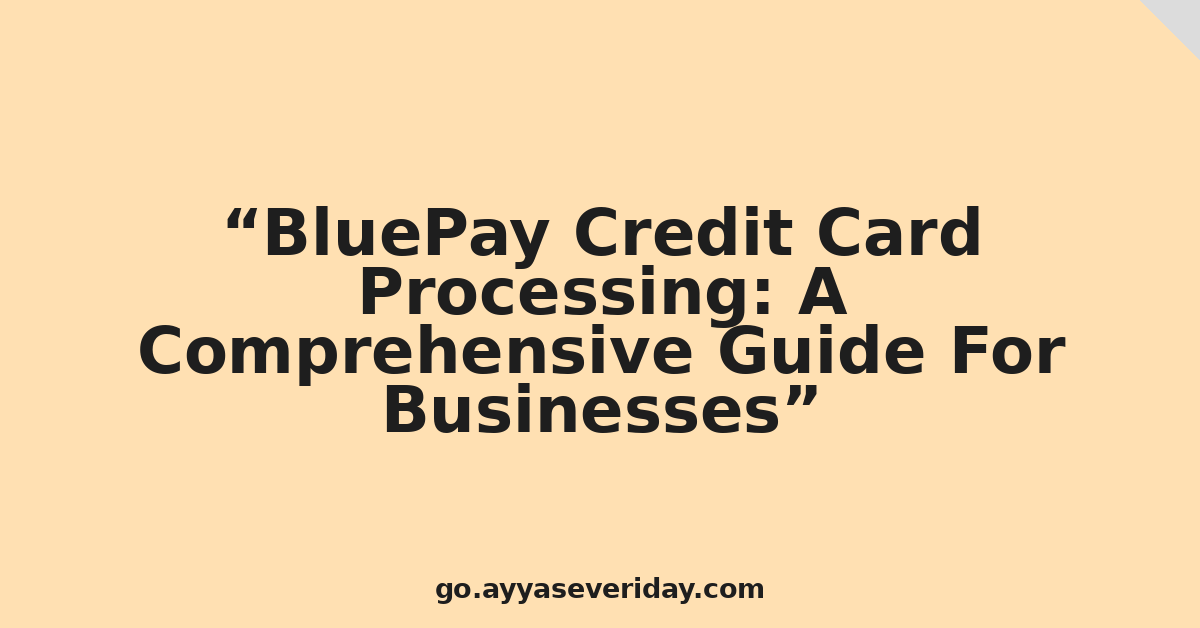 BluePay Credit Card Processing: A Comprehensive Guide For Businesses